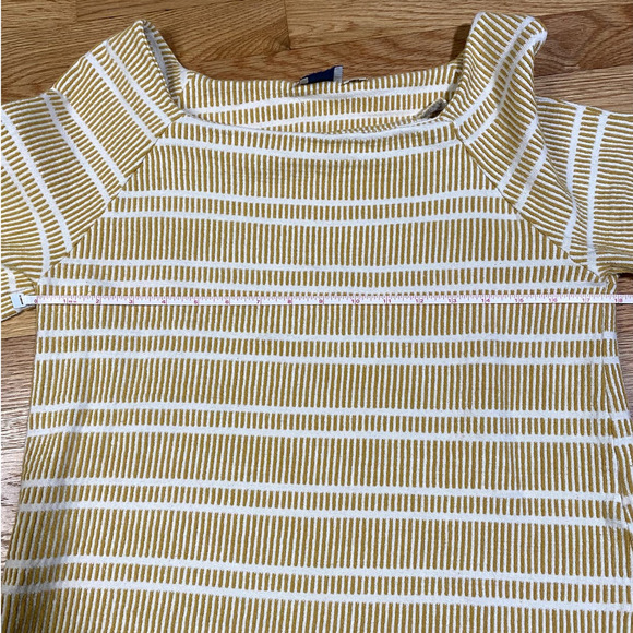 Anthropologie Postmark Mustard Yellow Striped Flared Sleeve Sweater size Medium - Picture 5 of 7